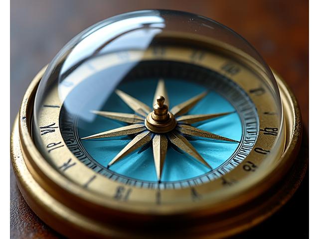 Bússola de líquido histórica restaurada, com rosa dos ventos vívida