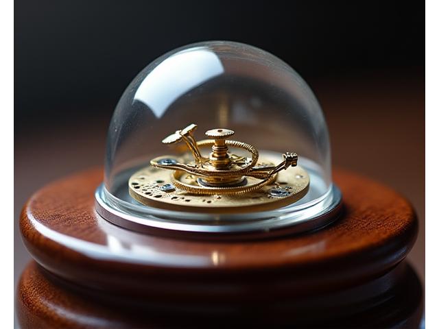 Mecanismo de relógio de alta precisão em caixa de vidro